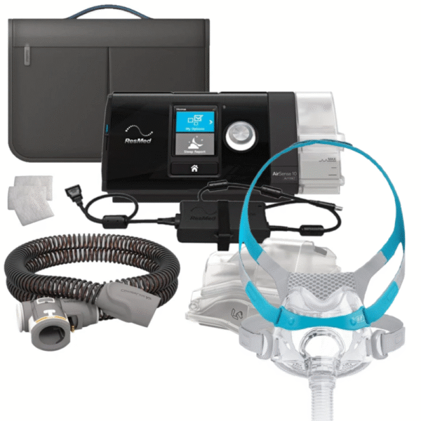 ResMed AirSense 10 AutoSet AutoCPAP z Nawilżaczem i Rurą Podgrzewaną Maska Evora full face F&P